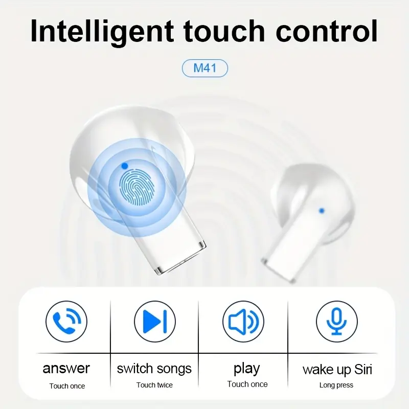 Wireless Earbuds with Volume Control, Semi-Open Design, High-Fidelity Sound, Touch Control, Lightweight for Gaming for Android for iPhone Cellphone Games Earpieces Smart Headphones