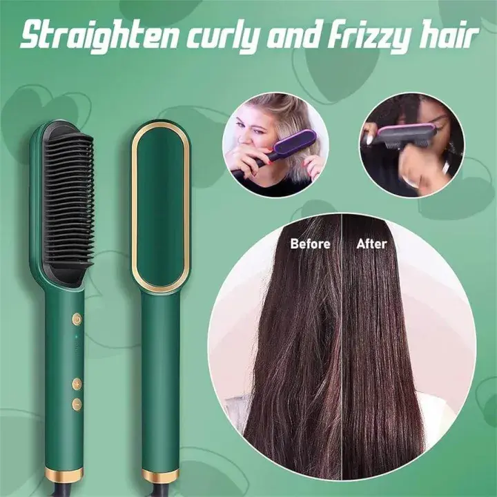2 in 1 Hair Straightener and Curler - Professional Hair Straightener Brush and Comb for Salon-Quality Results - Hair Style Accessories for Girls