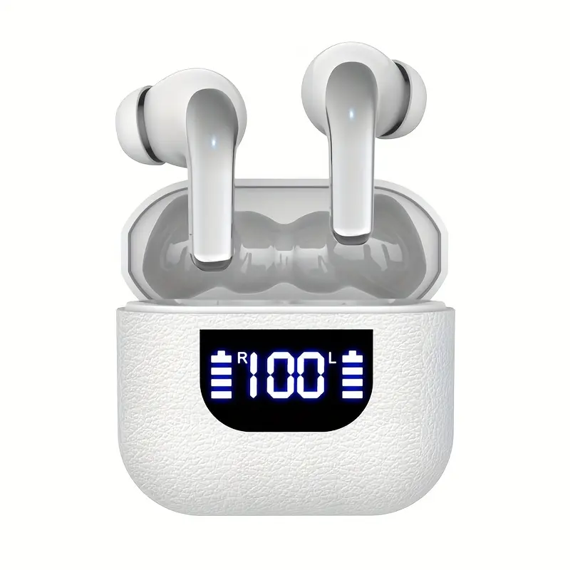 Wireless Earbuds - Advanced Noise Cancellation, LED Power Display, Immersive Stereo Bass, Crystal Clear Calls - Portable Charging Case, Sweatproof for Sports and Exercise, Noise Cancelling Wireless Earbuds, Earbuds Noise Cancelling, Clip On Earbuds, Exercise Headphones, Sleek Design, Modern Headphones, Lightweight Build, Durable Plastic, Touch Control, Music Lovers, Fitness Enthusiasts