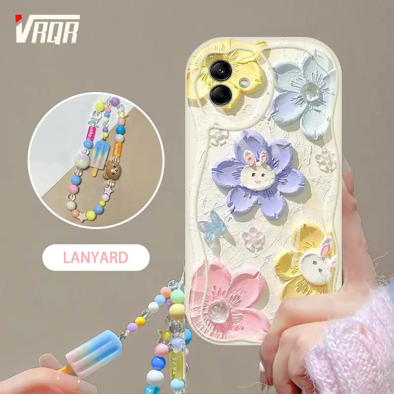 VRQR Wave Edge Casing for Samsung Galaxy A07 A06 A04 A05 Phone Case Oil New Painting style Pattern Candy Bracelet Cover