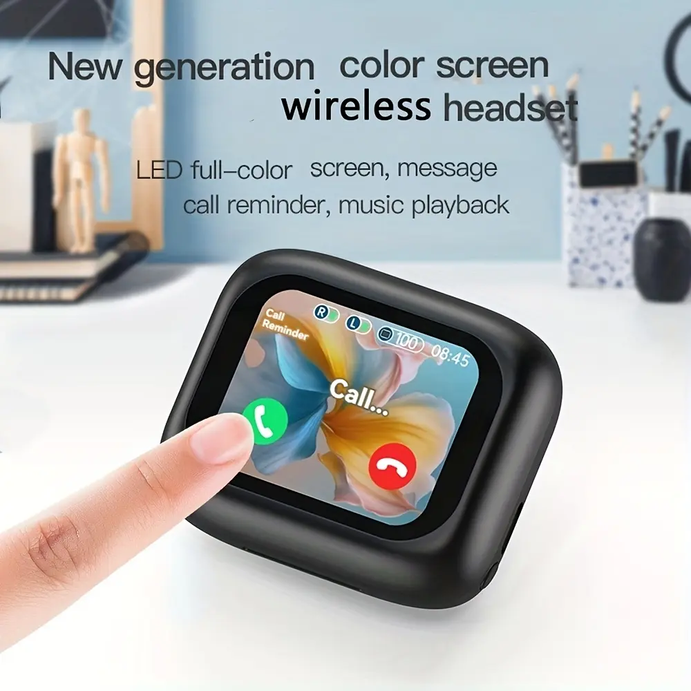 Smart LCD Touch Screen Wireless Earbuds with Charging Case, Built-in Microphone, Stereo In-Ear Wireless Earbuds, High-Definition Sound Effects, Long Battery Life, Music and Gaming Earbuds Suitable for IOS, for Android, for SamSung and Other Smartphones