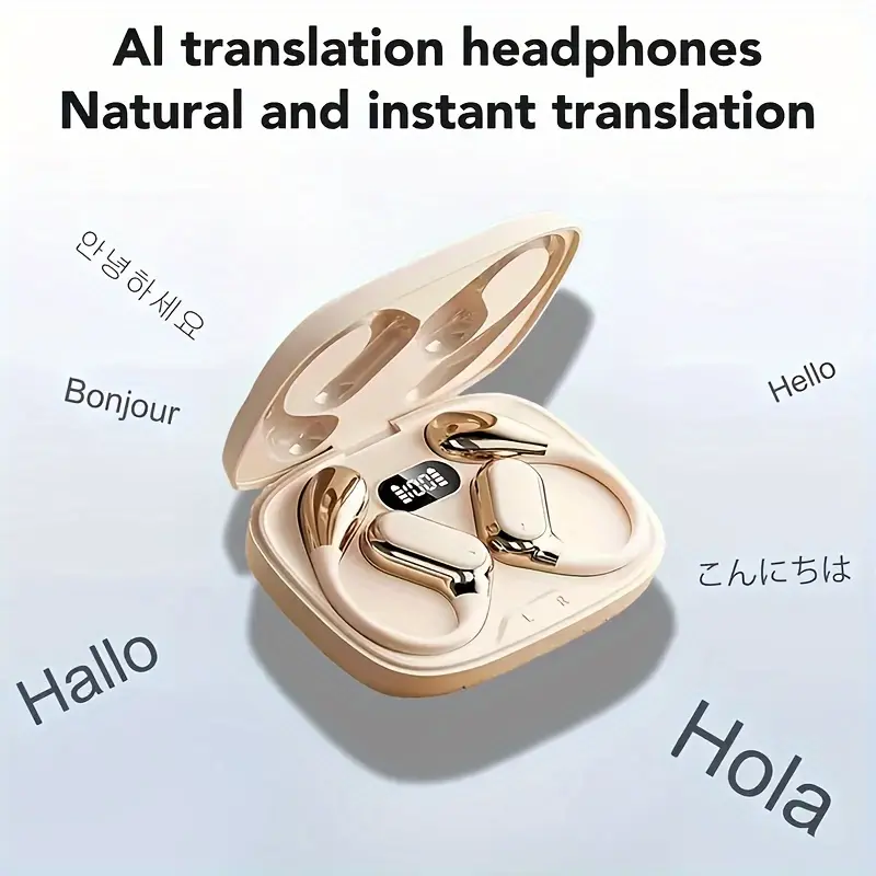 LANXUN 2025 New AI Translation Earbuds with 144 Languages, Ultra-Clear, Long Battery Life, Type-C Charging, Capacitive Microphone, Suitable for Meetings, Sports, Business, Gaming, Study