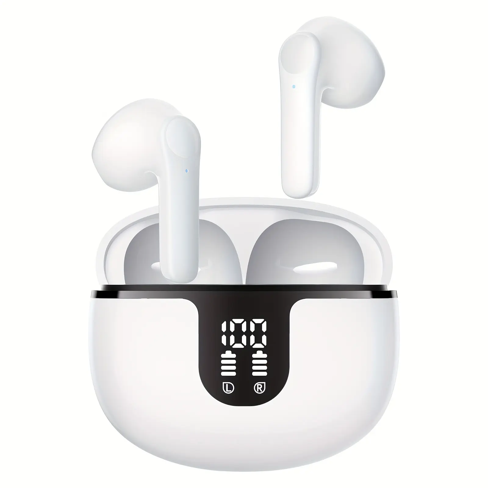 Wireless Earbuds Headphones, 40H Playtime Stereo Ear Buds, LED Power Display Cordless In-Ear Earphones with Microphone for iOS Andriod Cell Phone Sports