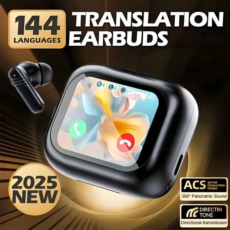 Smart translation Bluetooth headphones BT5.4 ANC ENC LCD Touch Screen TWS HiFi Gaming Earbuds & In-ear Noise Cancelling Headphones Sports Earphones with Touch Screen