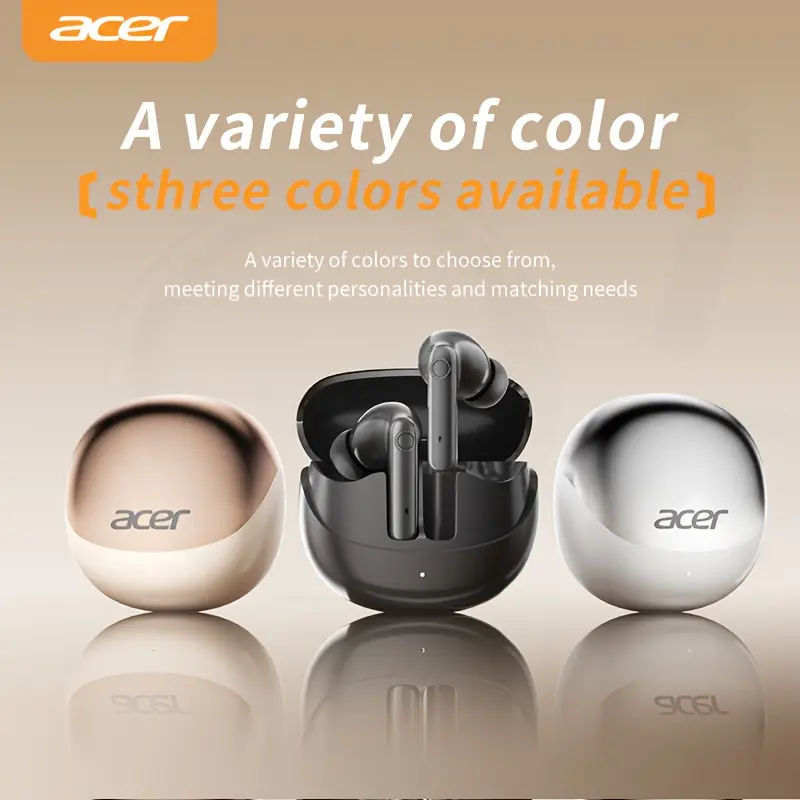 Acer Brand Genuine True Wireless Earbuds TWS Ultra-Long Battery Life In-Ear Sports Earbuds Fashionable Design Deep Bass Stereo Sound Audio Low Latency Gaming Mode Ultra-Long Battery Life Comfortable Fit Compatible with Multiple Devices Including Mobile Phones and Computers Recommended Christmas and Valentine'S Day Gifts