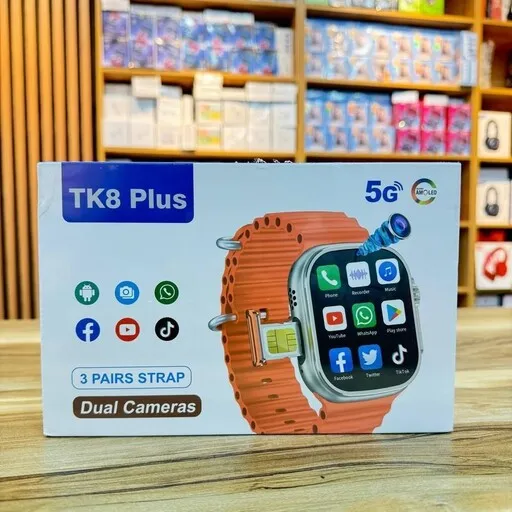 TK8 Plus Smart Watch Dual Camera Super Amoled Screen 4GB+64GB 5G Wifi 3 straps