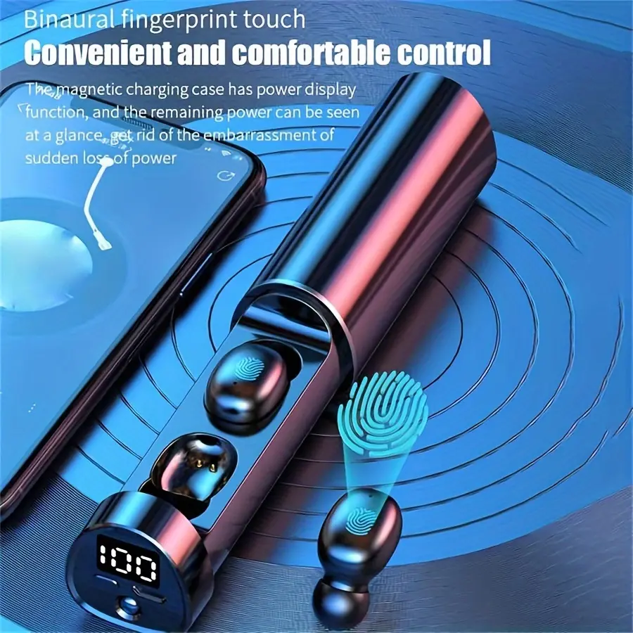 TWS Wireless Earbuds - True Wireless Sports Headphones with Torchlight, HD HIFI Sound, Touch Control, and Handsfree Calling - Perfect for Gaming and Outdoor Wireless Earphones Hi-Fi Sound TWS Mini Earbuds with Mic, Touch Control, Sports Headphones