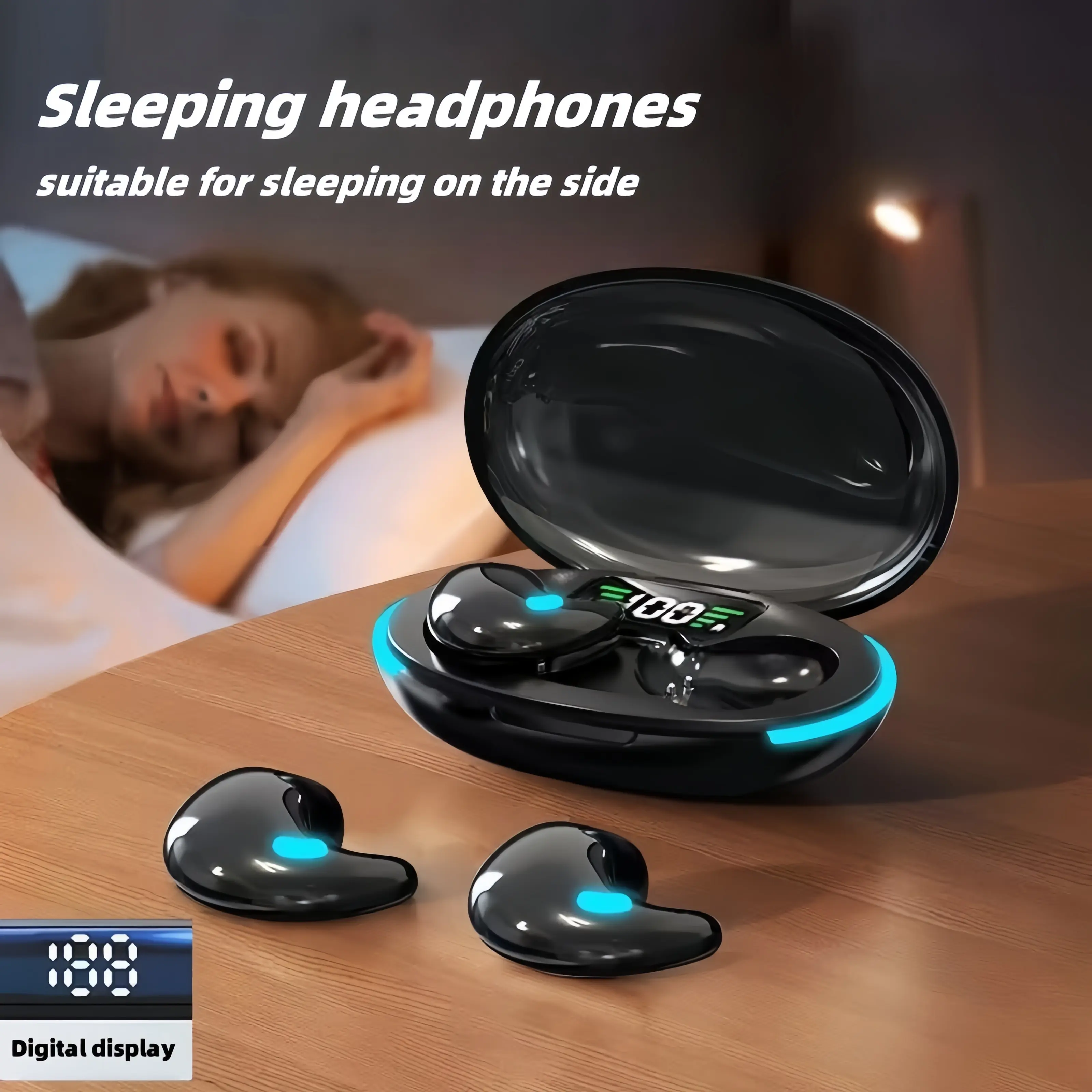 Wireless headphones V5.3 with touch control, stereo sound, ENC noise-canceling microphone, LED battery display charging case, Type-C fast charging, wireless 5.3 compatible sports and exercise, wireless earbuds, available for four seasons