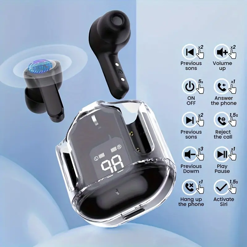 Wireless Earbuds with LED Digital Display, TWS Wireless Earphone with ENC Noise Reduction True Wireless Sports Music Headset for Excellent Sound Quality