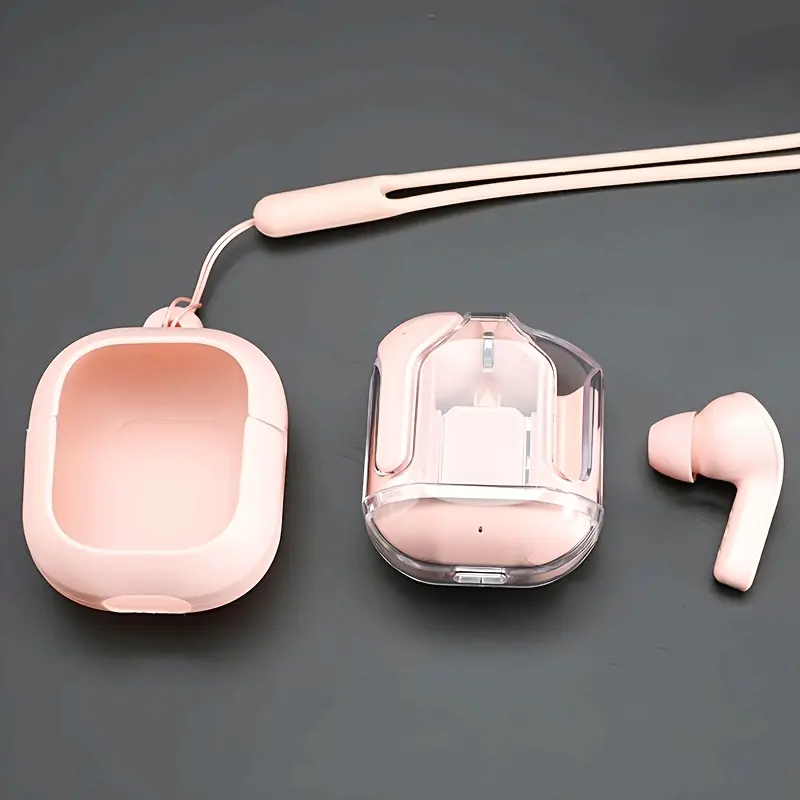 2pcs Set of Transparent LED Display Cabin Wireless Earphones with Silicone Protective Cover, Sports Gaming Earphones HIFI Earphones, Mini in Ear Earplugs, Low Latency High-Definition Calling, Suitable Gift for Both Men And Women