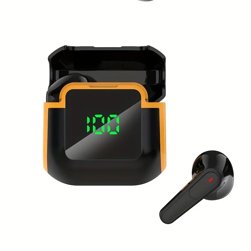 TWS Wireless Earbuds with LED Display, Touch Control, Active Noise Cancellation, Condenser Mic, Semi-Open-Back Design, USB Charging, 2.5W-5W, for Gaming & Music, Compatible with iOS/Android, No Cable, Type-C Charging - Adult