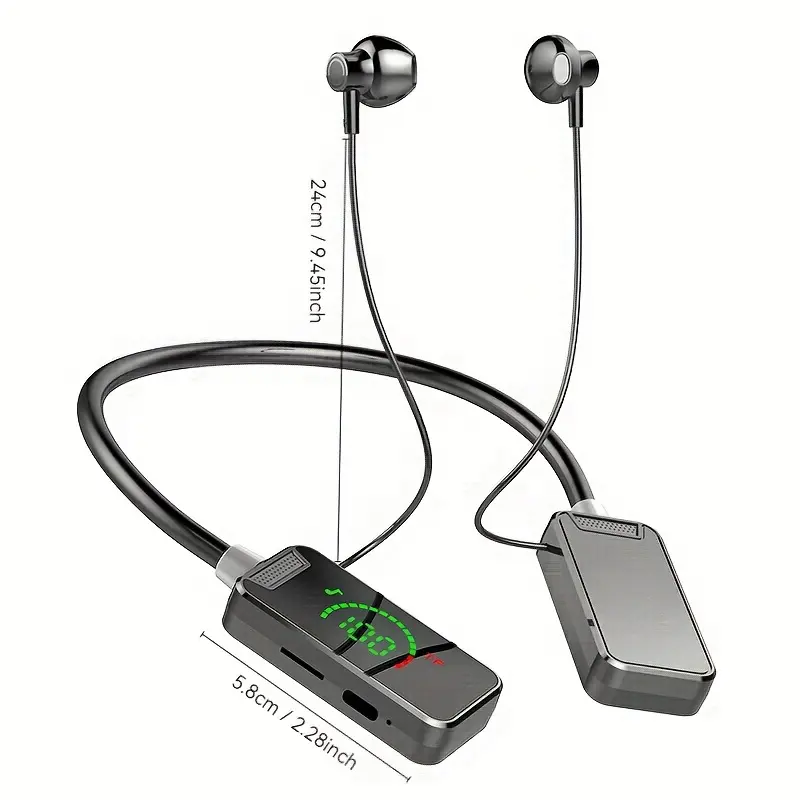 Neckband Sports Wireless Earbuds with Large Screen Digital Display, High-End Long Battery Life and HiFi Sound Quality
