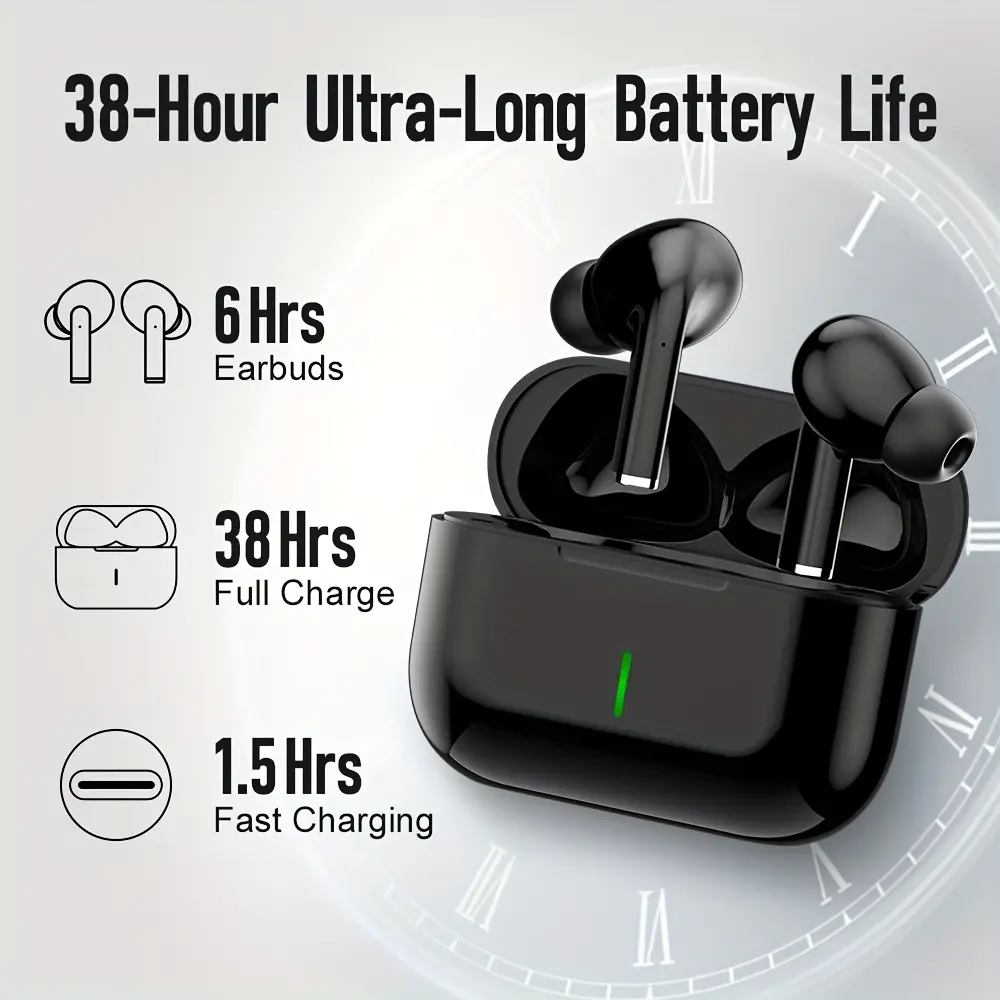New Wireless Sports Earbuds with Type-C Fast Charging Case, Stereo In-Ear Headphones, Gaming Business & Exercise Mic. Digital Display Battery Life, Long-Lasting TWS 5.4 Quick Pairing Smart Touch Control