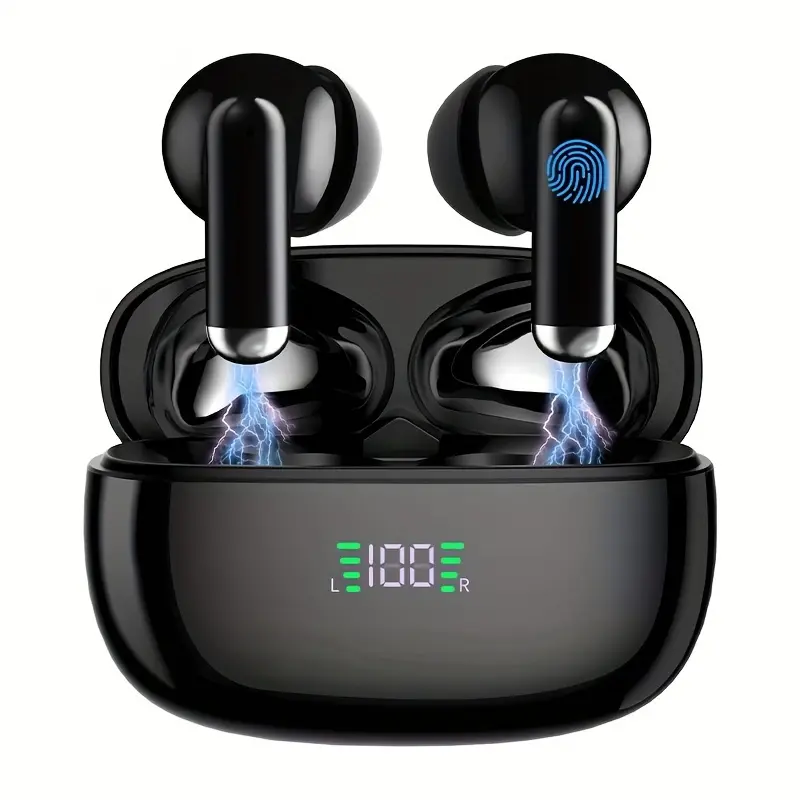 New Wireless Earbuds, In-Ear Headphones With Time Display/Charging Case, Stereo Earphones With Microphone Headset For IOS/Android
