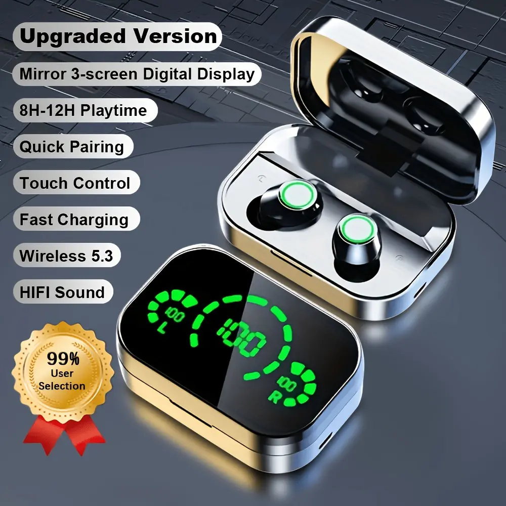 Wireless Earbuds with LED Battery Display, TWS In-Ear Headphones for Android/IOS, Earphones with Power Supply Case, Stereo Sound, Plastic Construction, Daily Commute Earphones, Voice Call Earbuds, Tws Earbuds, Anime Theme Design, Compact Case Design, Durable Plastic, Lightweight Build, Usage Scenario/O, Commuter Accessories
