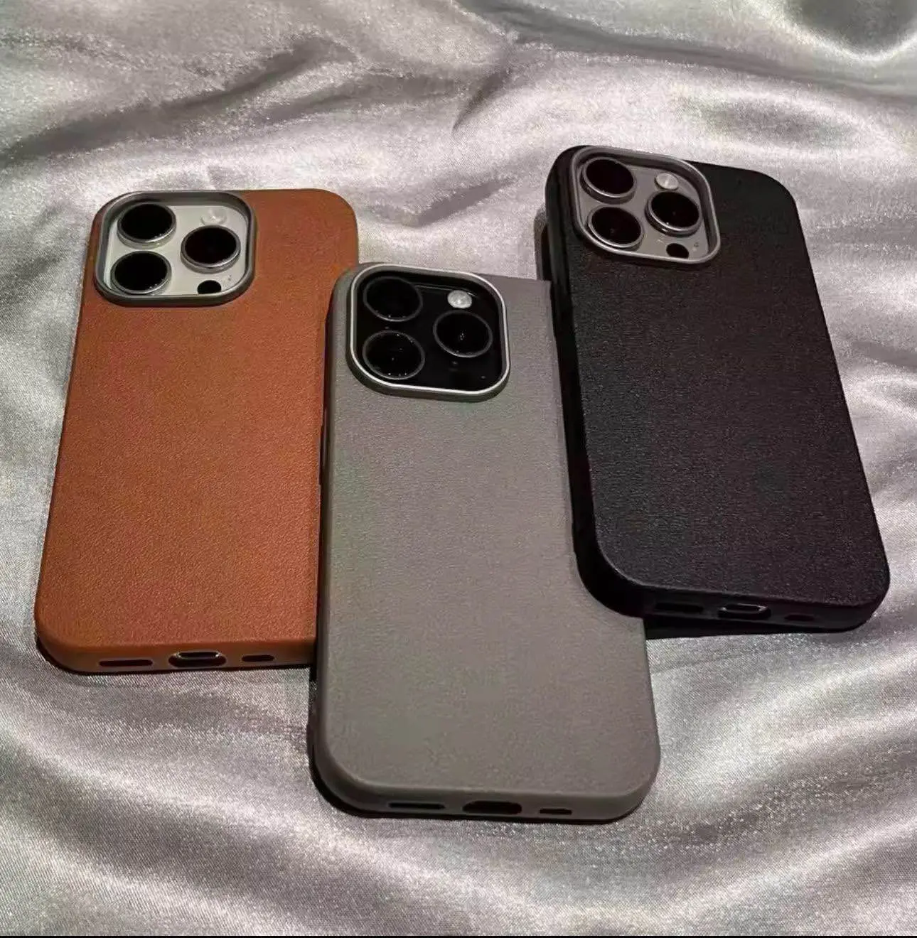 iPhone Luxury Leather Case With Camera Lens Protection For iPhone 16 15 14 13 12 11 Pro Max, Xs Max, Xs X Back Cover, iPhone Original Leather Case, Desert Titanium, Black Titanium, Natural Titanium Colour,iPhone Magesafe Case For Ladies, Mens, Boys, Gir