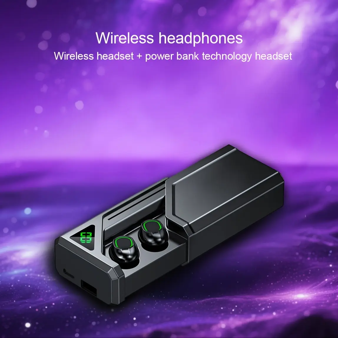 Sliding, Wireless Wireless Headphones TWS In-Ear, Long Battery Life with Power Bank Function Earbuds, Music Headphones, Gaming Earphones