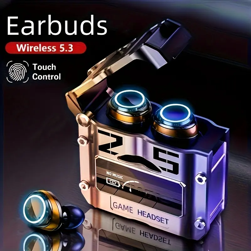 Wireless TWS Earbuds with Fingerprint Touch Control, Voice Calls, USB Charging Gaming Headphones, Capacitive Microphone, 400mAh Rechargeable Lithium Polymer Battery