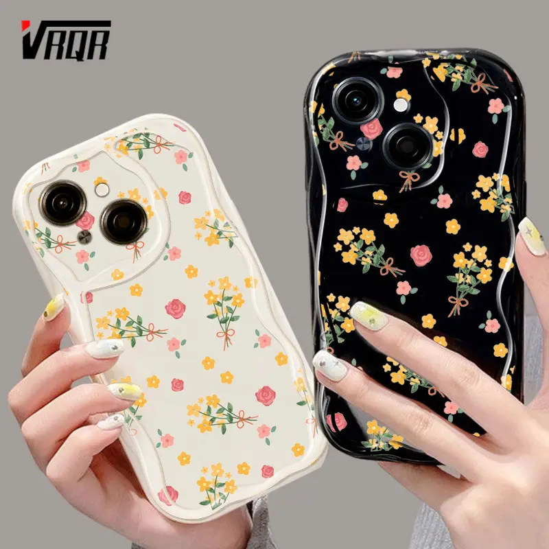 VRQR New Elegant Flowers Phone Case For Tecno Spark Go 1 GO 2025 Cover Wavy Soft Edge Phone Back