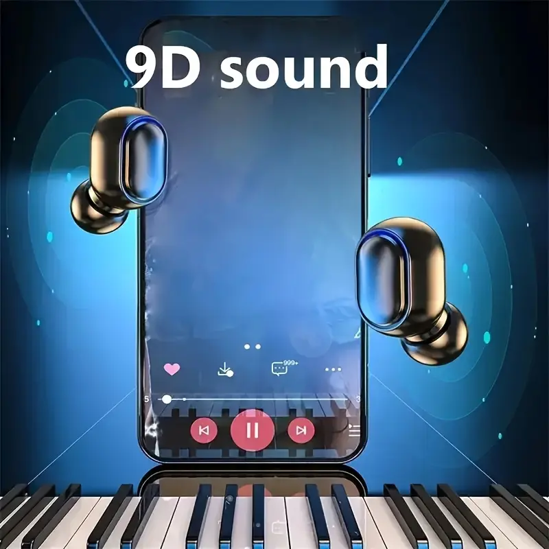 Sleek Black TWS Wireless Earbuds with LED Display, Touch Control, and Polymer Battery - Rechargeable Lithium Battery, Fast Charging, Ideal for Gaming, Movies, and Anime, In-Ear Headphones for iOS/Android, Gaming Headphones | Sleek Headphones | Touch Control Earbuds, Wireless Earbuds