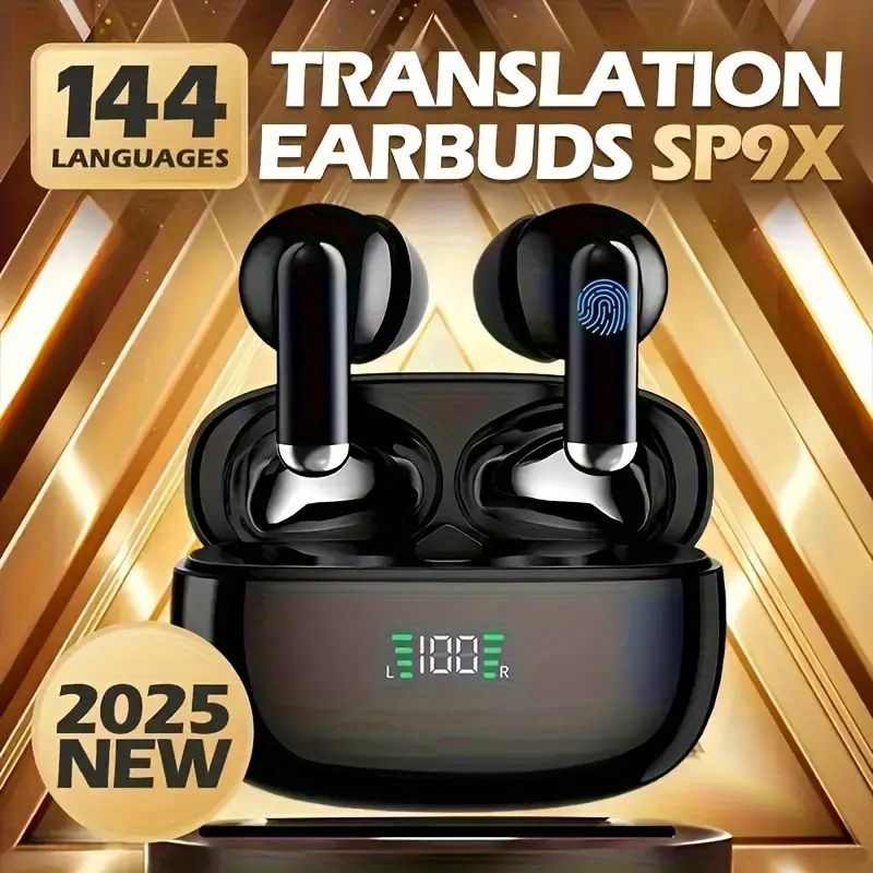 2025 new AI real-time translation wireless Bluetooth earphones, True Wireless Earphones TWS in Ear Earbuds with 13mm Speaker Stereo Immersive Sound Quality and Dual LED Digital Display, Earbud Wireless, Wireless Charging Earbuds, Mini Earphones, Earphones Wireless, Handsfree Communication, Language Translation, Modern Earphones, Lightweight Earbuds, Noise Isolation, Touch Control, Smartphone Users, Tech Enthusiasts