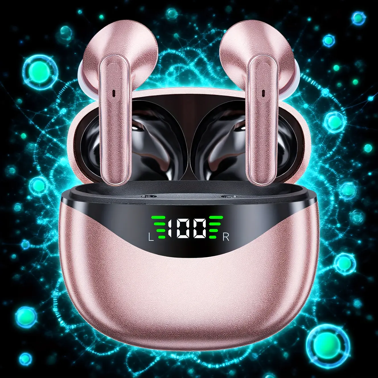 ANKRIYUL Wireless Bluetooth Headphones, Stereo HIFI Sound with Digital Battery Display & Charging Case, Built-in Mic for Phones, Laptops, Tablets, TV, Wireless Headphone, Premium Wireless Earbuds, Wireless Headset with Microphone, Wireless Charging Earbuds, True Wireless Earbuds, Travel Headphones, Home Entertainment, Sleek Design, Modern Headphones, Lightweight Build, Premium Audio, Noise Isolation, Commuters, Office Workers