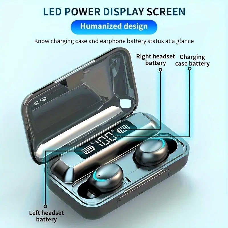 HiFi Stereo TWS F9-5 Wireless Earbuds with Touch Control, Noise-Canceling Calls & HD Mic, USB- Charging Case, 800mAh Battery, Wireless Headphones with App Control, Compatible with Smartphones, Gaming & Anime, Compatible with /, USB-C Charging, Compatible with PS5/PS4/ Switch, Compatible with Smart TVs, Ideal for Streaming & Video Calls