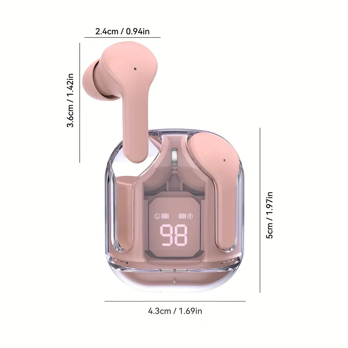 Transparent TWS, Coverless Design, 5.3 Colorful True Wireless Stereo Earbuds, Touch Button, Hands-Free Earphones, Battery Capacity Digital Display, Low Latency Low Power Earphones, Auto On, Built-in Mic, for Smartphone Android IOS System, Smartphone Accessories, Handsfree Calling, Coverless Earbuds, Sleek Earphones, Compact Design, Lightweight Build, Digital Display Earbuds, Tws Earbuds, Office Workers, Music Lovers