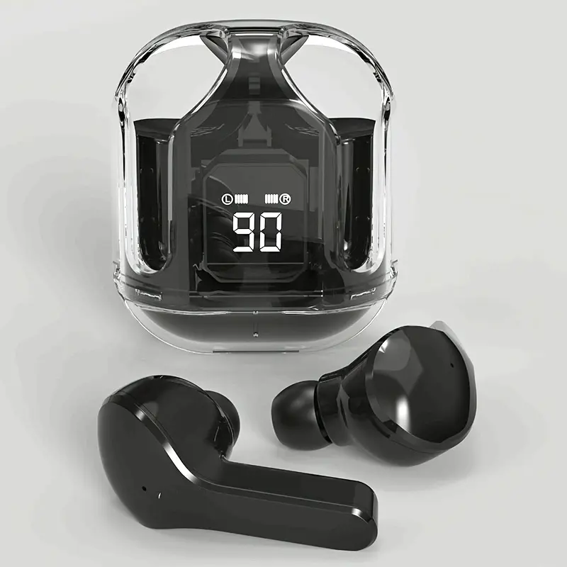 Transparent Wireless TWS Headphones, High-fidelity Stereo Sound, Touch Media, HiFi Stereo Microphone Mini In-Ear Earbuds, Mini In-ear Gaming Music Headset with Clear Charging Box, Suitable for Music, Games and Sports