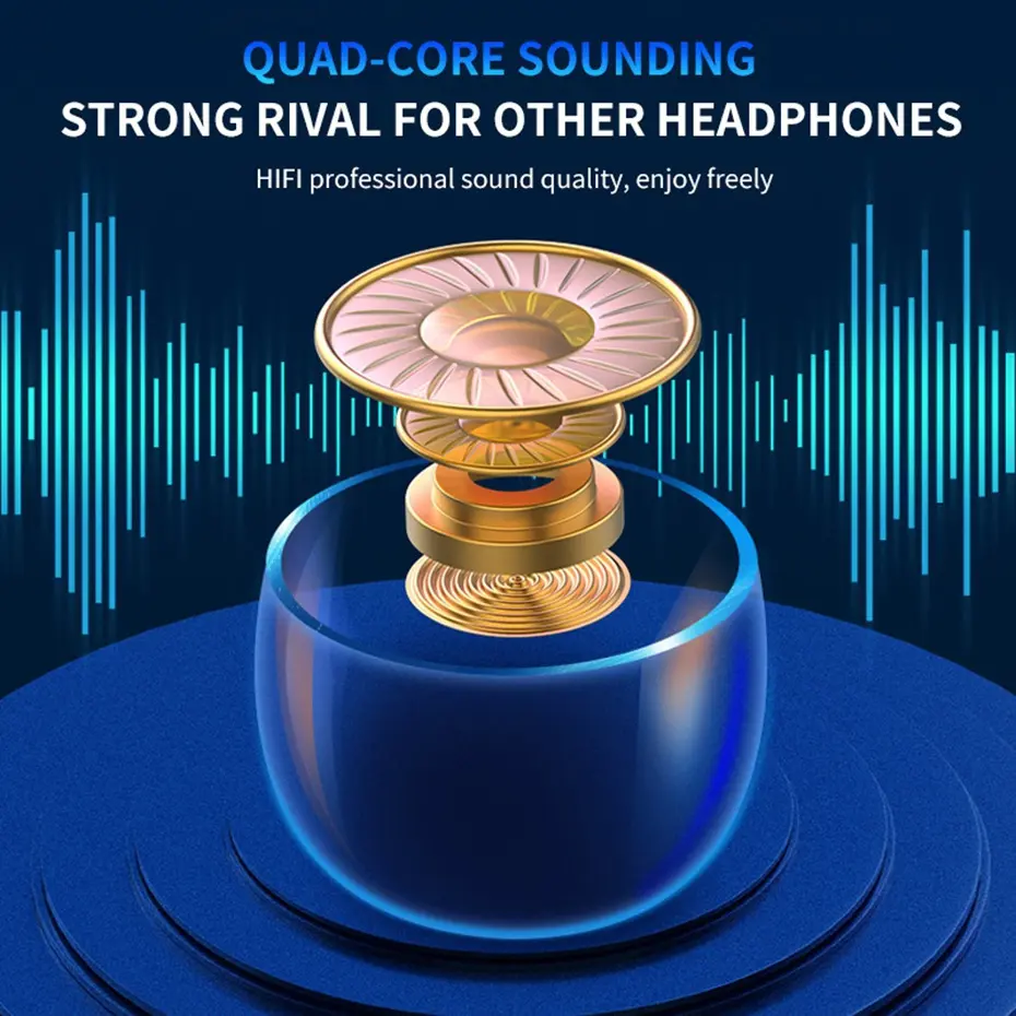 LANXUN In-Ear TWS Wireless Earbuds with 9D HiFi Stereo Sound, HD Mic, Voice Call, Touch Control, LED Display Charge Case, 800mAh USB Rechargeable Lithium Battery for Gaming - Non, Tangle-Free Cable Included
