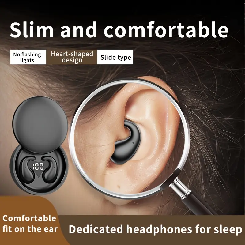 True Wireless In-Ear Headphones, Mini Headphones Wireless 5.3, Noise Cancellation, Invisible, HiFi Sound Quality, Sports, Sleep, Work, Invisible Wear in Class, Black/White/Khaki, Send Family/Friends/Classmates/Gifts
