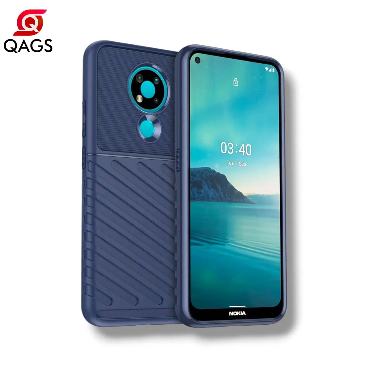 QAGS for Nokia 3.4 Mobile Phone Case Carbon Fiber Brush Texture Anti shock Drop Resistance Armored Silicon Tpu Case Back Cover Antishock
