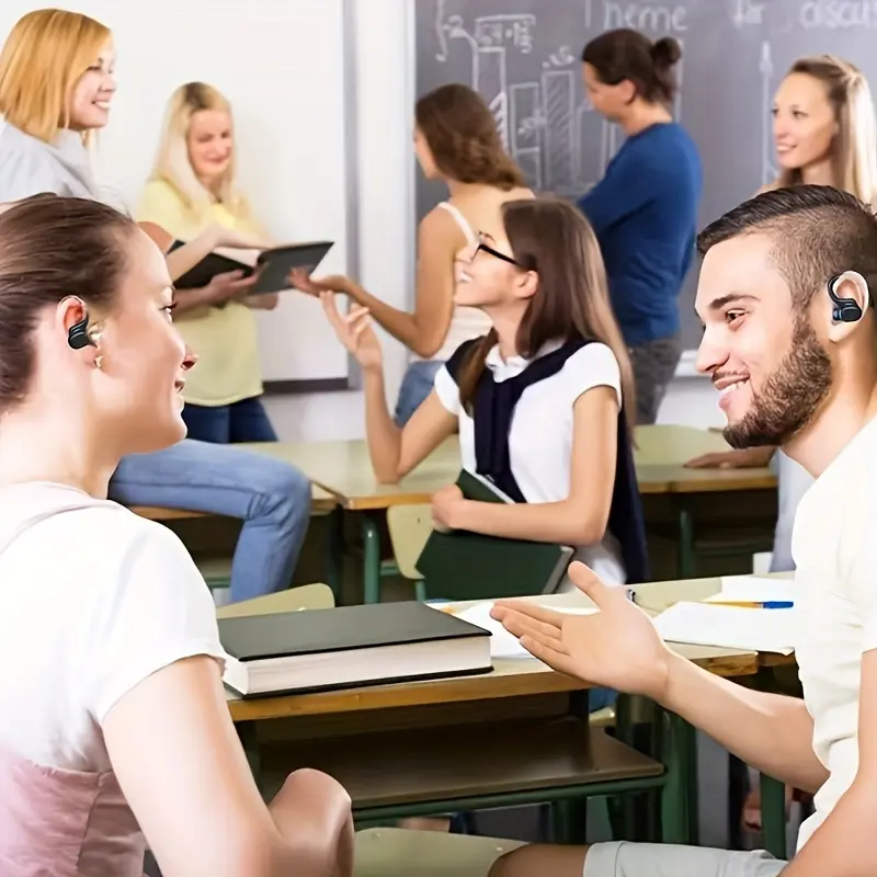 LAN XUN ULMIED Real-Time Translation Earphones- 144 Languages Instant Translator with Meeting Transcription, Perfect for Travel, Business& Work, Work Communication, Multilingual Communication, Portable Device, Wireless Earbuds, Durable PlastiC, Earbuds for Translation, Travel Communication, Sleek Translator, Lightweight Earbuds, Highquality Build, Reliable Device, Business Professionals, Remote Workers