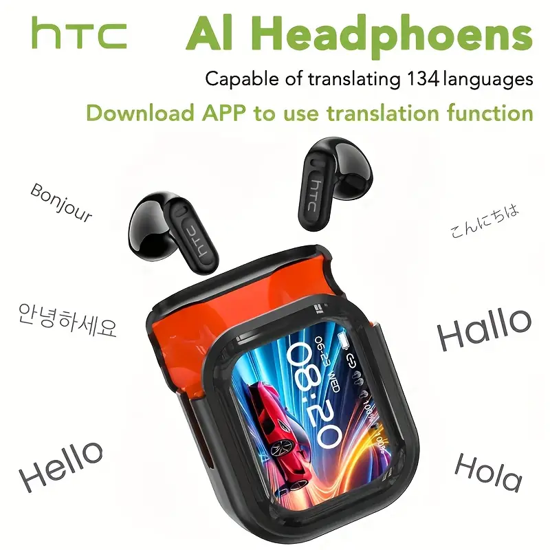 New HTC NE20 TWS Wireless Earbuds, Supports 131 Languages Translation, HD LED Display & Hi-Fi Sound Quality. Suitable for Office Workouts Study and Voice Calls with Built in Microphone Birthday Gift In ear Bluetooth Headphones, Earbud Wireless, Study Headphones, Workout Headphones, Compact Earbuds, Sleek Headphones, Ergonomic Fit, Highquality Sound, Tws Headphones, Noise Isolation, Professionals, Fitness Enthusiasts