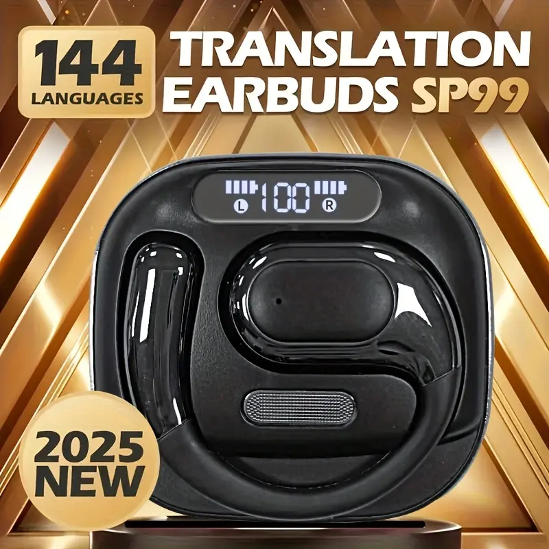 AI Real-time Translation Wireless Headphones, OWS 3-in-1 Language Translation Earplugs, with 144 Languages and Accents, Wireless Headphones HD Sound Headphone Translation Equipment, Suitable for Travel Business Learning