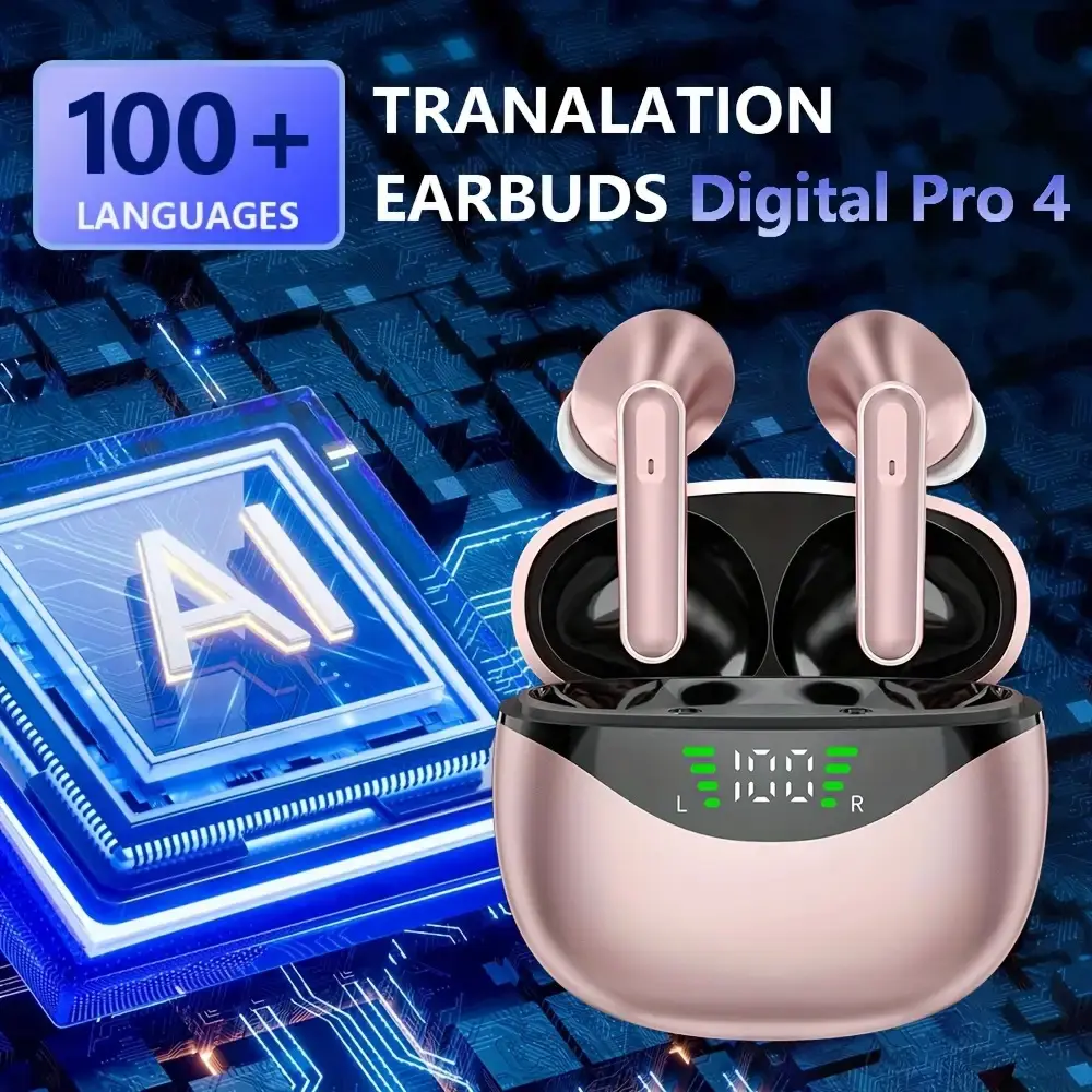 2025 latest translation earbuds DP4, AI intelligent translation headset, accurate and fast response to the world's mainstream languages, communication without borders, compatible with all smart phones, multi-scene use without barriers, Translation Ea, Travel Language Tool, Realtime Translation, Sleek Design, Modern Translator, Touch Control, Lightweight Build, Smart Translator, Frequent Travelers, Business Professionals