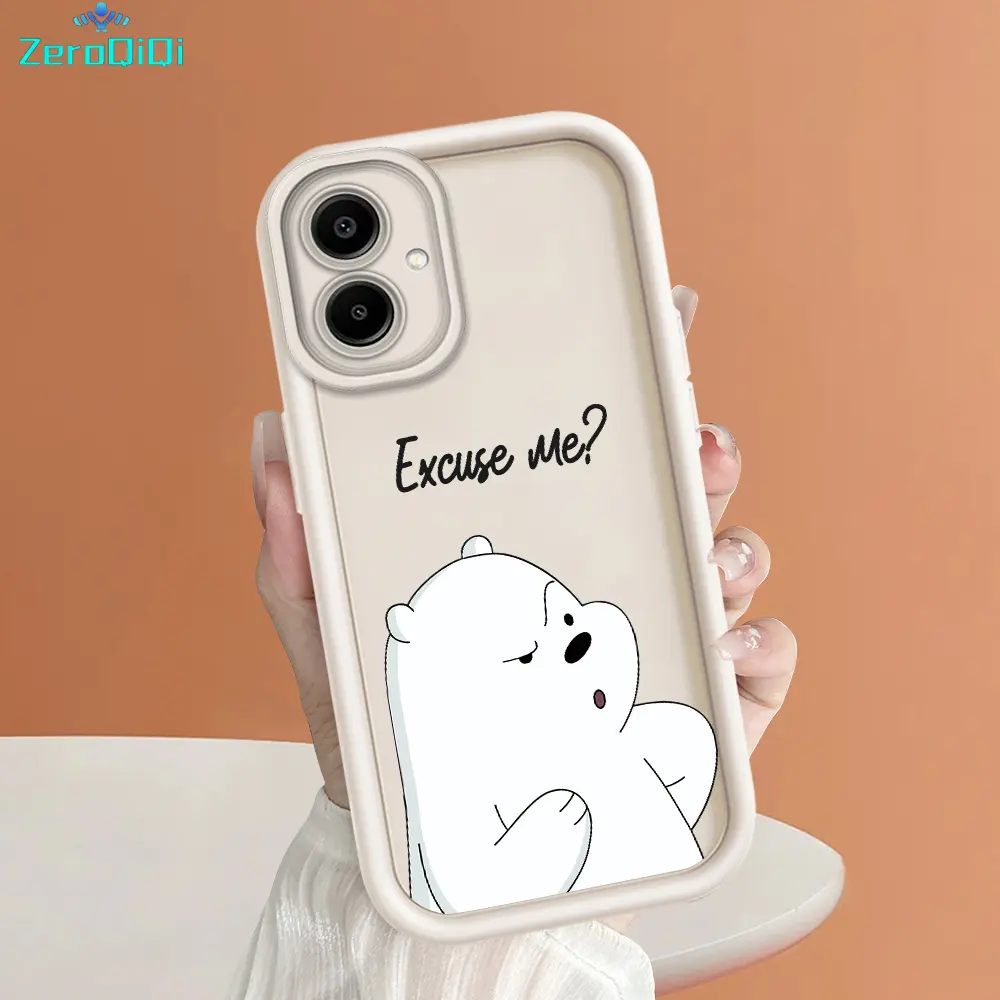 ZeroQiQi for Samsung A06 Back Cover White Bear Soft Rubber Ladder Camera Protection Phone Case
