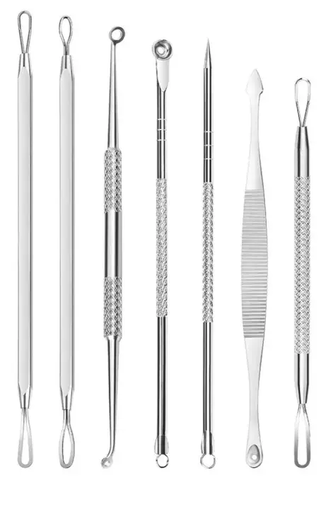 7 in 1 Blackhead remover pin.Stainless Steel Pimple Extractor Blackhead Removal Tool Risk Free Treatment for Blemish,Whitehead Popping