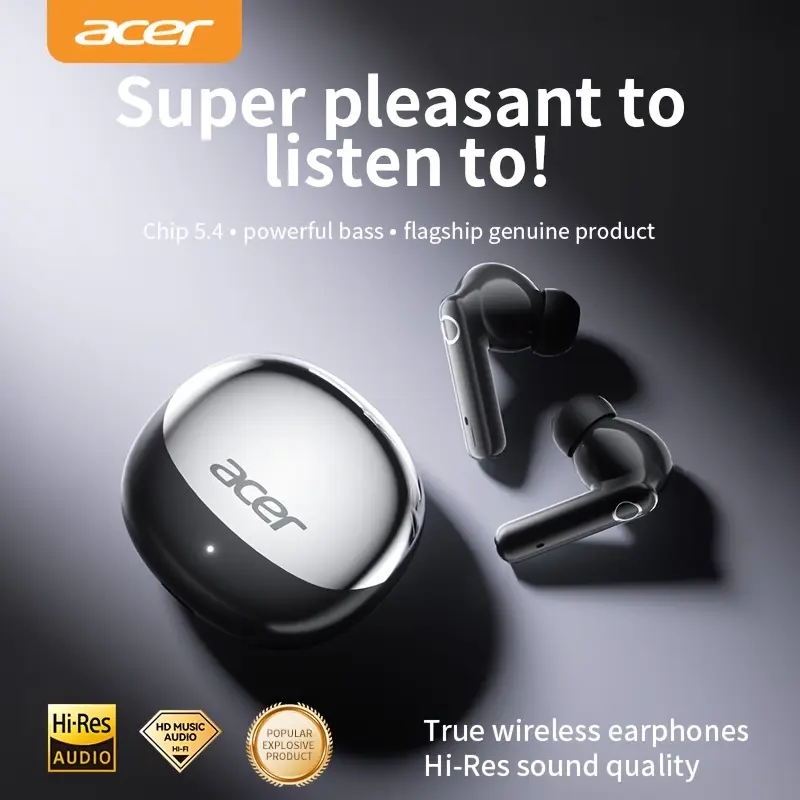 Acer In-Ear Headphones - Wireless TWS, Stereo Sound Effect, Super Long Standby, Chip V5.4, Rapid Shipping, Multi-Device Compatible with Phone/Pad/Laptop, Ideal for Study/Business/Gym/Running, Perfect Christmas/Gift Present, Wireless Headphones, Business Audio Gear, Sleek Headphone Case, Durable Plastic Case
