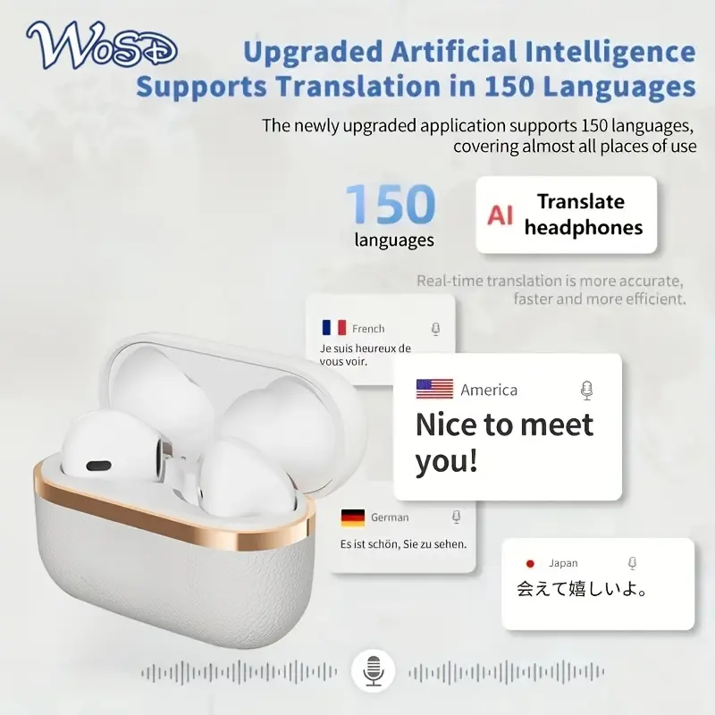 AI supports translation headsets in over 100 languages, TWS wireless headsets, latency-free music, translation headsets, conference recording translation, real-time voice translation,