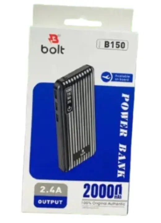 Power bank High Capacity 20,000 MAH (Actual 8,000), Bolt Original Power Bank, 2.4A Output Fast Charging with torch light built-in