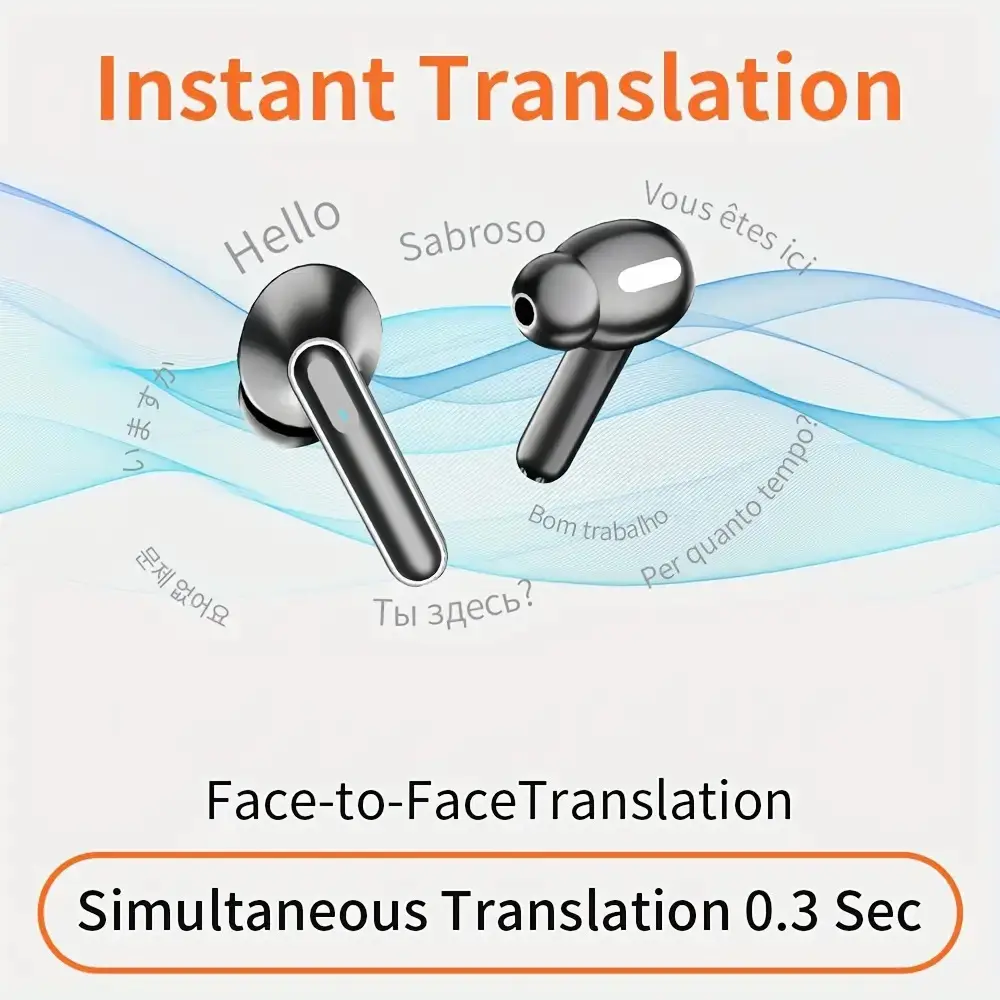 Digital Pro 4 Wireless Earbuds with AI Translation- Real-Language Translator, Wireless, USB Rechargeable, Multi-Language Support, for Travel& Business Meetings, Business Meeting Communication, International Call Assistant, Smart Translator Earbuds, Multi-Language Headphones, Compact Audio Device, Touch Control Earbuds, Precise Touch Controls