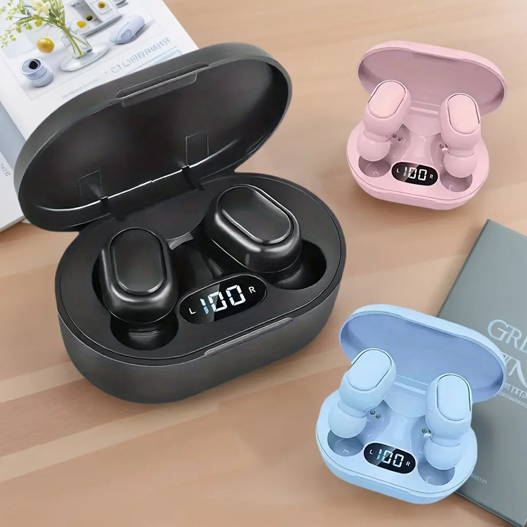 Wireless Headphones, In-ear Wireless Earbuds with LED Battery Level Display, Suitable for Sports And Exercise, Volume Control, Compatible with Smartphones, Condenser Microphone, Rechargeable Lithium Polymer Battery with A Capacity Of 150mAh, Compact And Portable, Immersive Stereo Sound, Can Be Given As A Gift for Family, Friends, Birthdays, Christmas And Halloween.