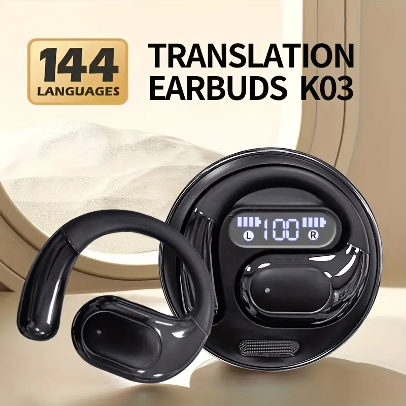 AI Real-time Translation Wireless Headphones, OWS Language Translation Earbuds, 144 Languages, 3-in-1 Translation Earbuds with iOS and Android Systems, suitable for learning, business and travel