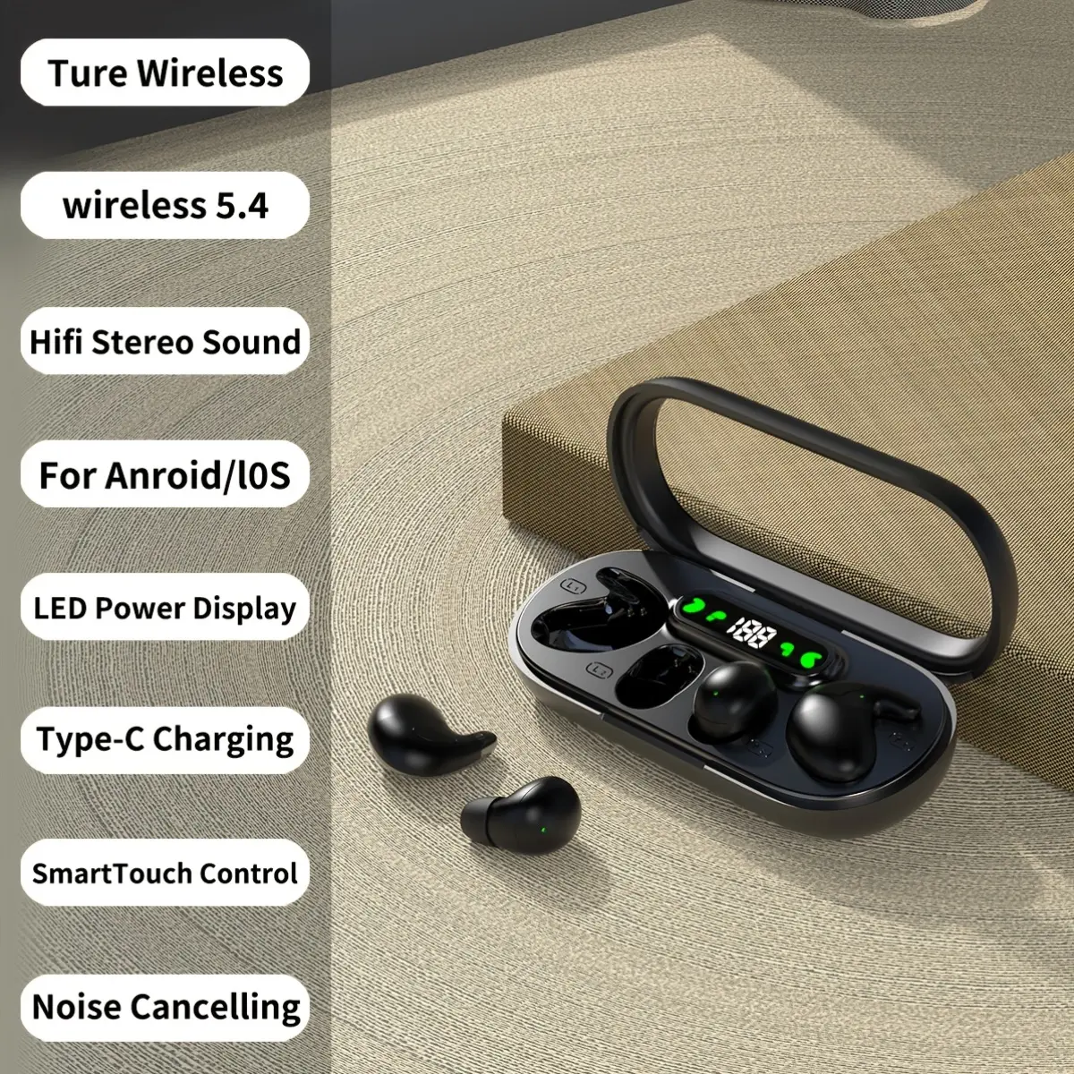 Wireless Wireless TWS Earbuds with Ultra-Comfortable Design, 4 Ear Tips for Sports, Noise Cancellation, Music & Calls, Essential for Fitness and Running, Wireless Earbuds, Active Noise Cancellation, Sleek Earbuds, Durable Plastic