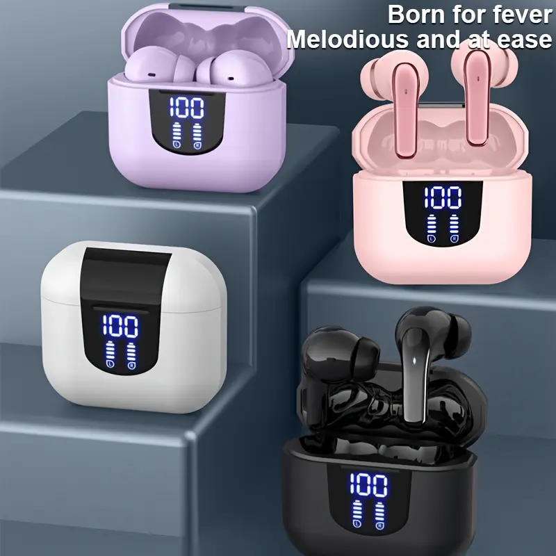 Wireless Headphones, Wireless 5.3 Earbuds, 13mm Speaker, 50H Playtime, Type-C Fast Charging Box, Stereo Wireless In-Ear Headset, Suitable for iPhone and Android In-Ear Headsets, Gaming Business Sports Headphone Mic