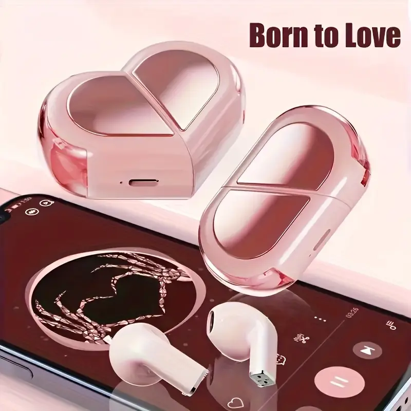 The new heart-shaped foldable wireless earphones have a stylish appearance and are suitable for couples to wear. They provide high-quality music, mini portable design, long battery life, and no call delays. They are great gifts for Valentine's Day and festivals.
