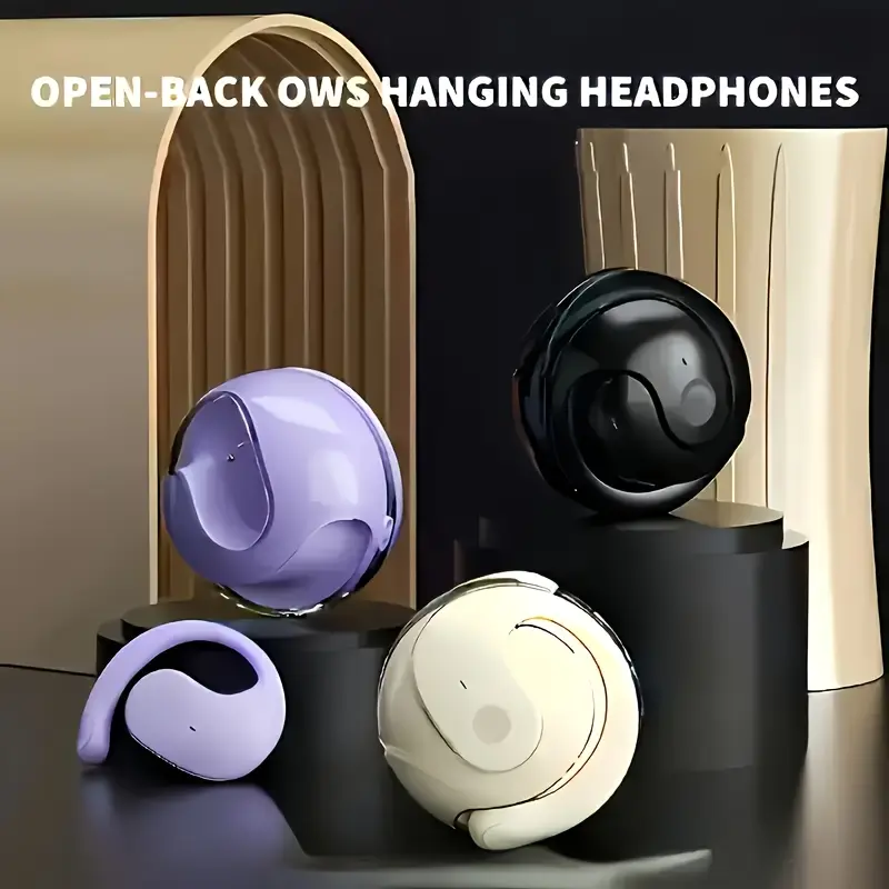 2025 New Wireless TWS Earbuds, Open-Back Design, Control, Stereo Sound, Low Latency, Built-in Condenser Mic, Non-High Quality, USB Charging, Type-C, 1W-5W, Plastic, Sports Exercise, No Noise Control