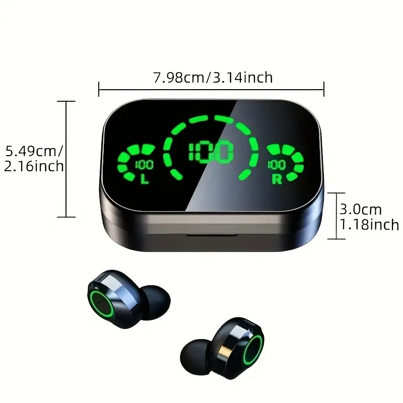 TWS Wireless Earphones LED Display, Rechargeable Battery - Perfect for Outdoor, Wireless 5.3 Wireless Earbuds with Touch Control, Noise Reduction & LED Display Charging Case, Mini In-Ear Headphones with Built-in Mic for Smartphones, Handsfree Calls, Compact Design, Glossy Finish, Sleek Technology, Wireless Headphones with LED Display and Rechargeable Battery, Noise-Cancelling Wireless Earbuds - Ideal Gift for Outdoor Sports, Cycling, Running Fitness Enthusiasts