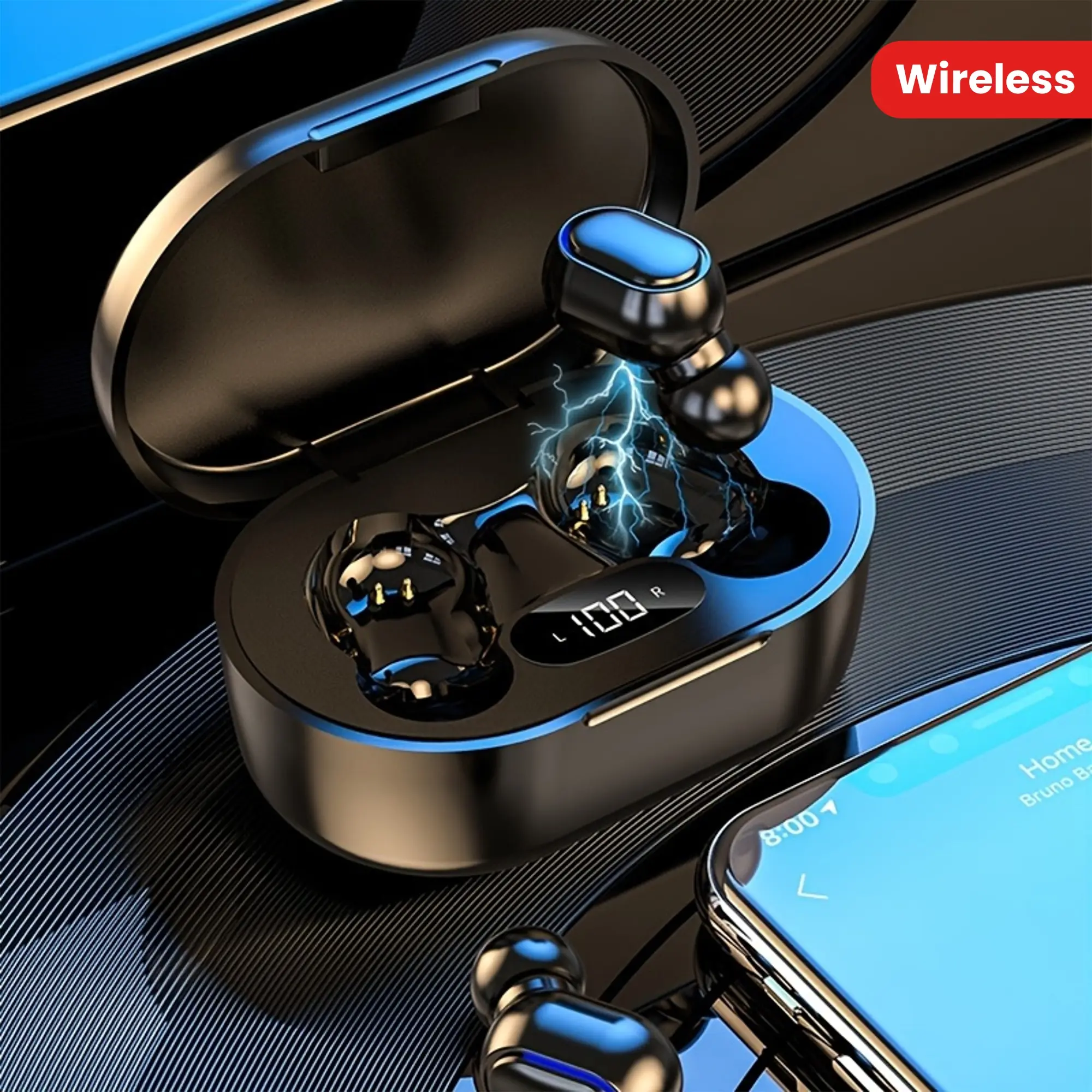 Wireless In-Ear Earphones, HIFq Sound Quality, True Wireless Stereo, Low Delay, Automatic Connection, High-Def Noise Reduction, Long Battery Life, LED Display, Touch Control, Wireless, No Cable, Anime/Animal/Game/TV Themes, 200mAh Polymer Battery